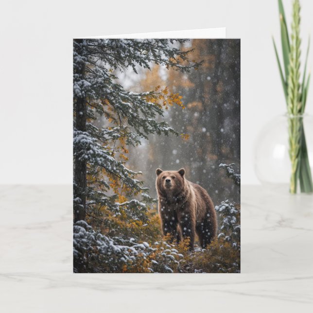 Carte Joyeuses Fêtes de Noël Belle Ours (Devant)