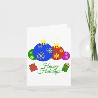 Carte Joyeuses Fêtes Décoration Boules et Cadeaux de Noë