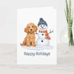 Carte Joyeuses Fêtes Goldendoodle Hiver Chien Bonhomme d