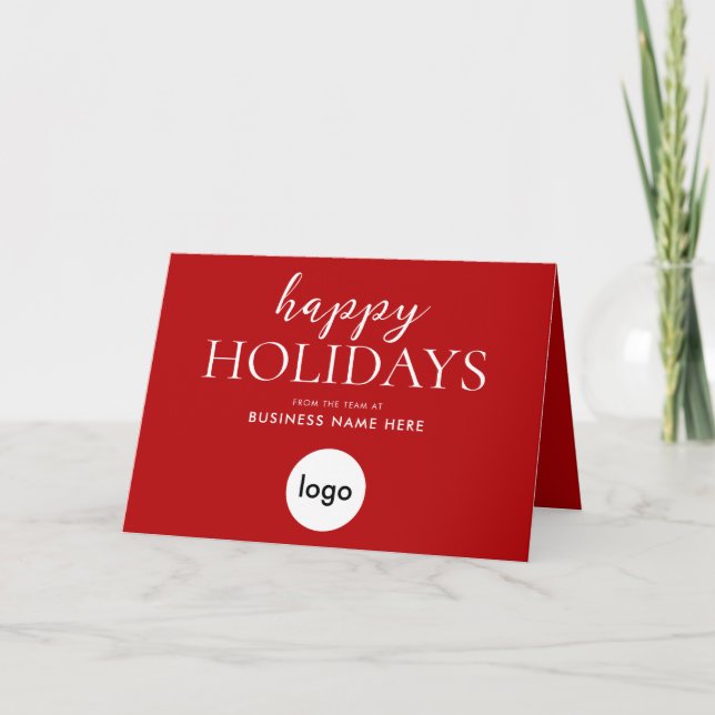 Carte Joyeuses fêtes modernes Noël rouge affaires (Devant)