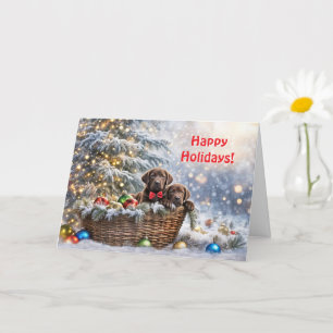Carte Joyeuses fêtes Noël avec chocolat Labrador