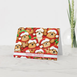 Carte Joyeuses fêtes Pain d'épice Cookies Chiens mignons