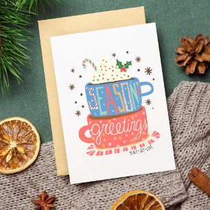 Carte Joyeuses Fêtes Retro Noël Hot Coco Blank