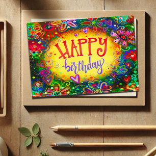 Carte Joyeuses Fleurs d'Anniversaire Fille Plutôt Amusan