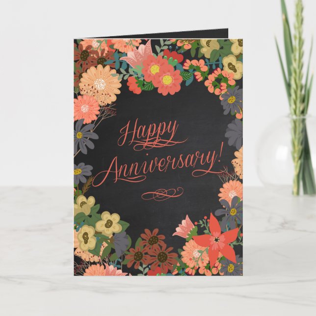 Carte Joyeuses fleurs d'anniversaire sur un Arrière - pl (Devant)