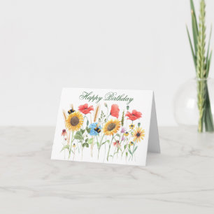 Carte Joyeuses fleurs d'aquarelle d'anniversaire