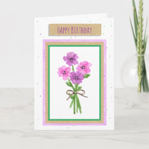 Carte Joyeuses fleurs d'aquarelle d'anniversaire