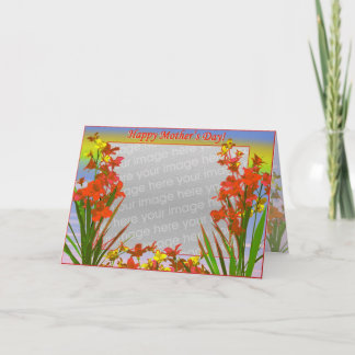 Carte Joyeuses fleurs de la Fête des Mères (photo-cadre)