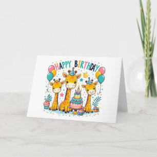 Carte Joyeuses Giraffes d'anniversaire