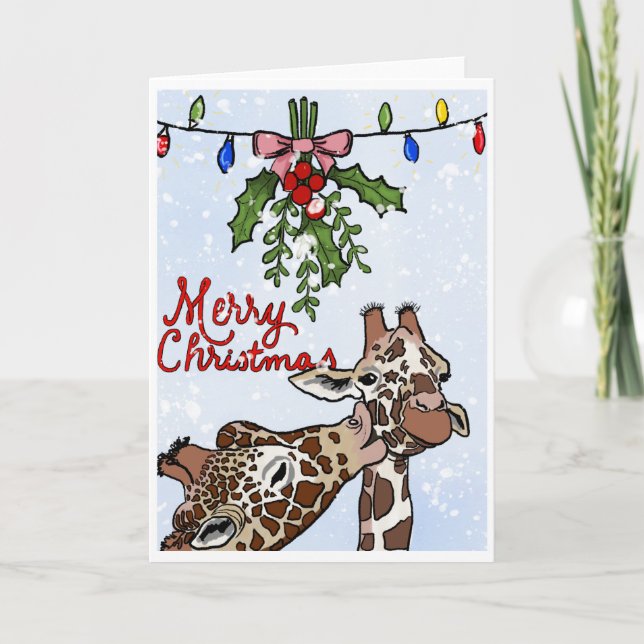Carte Joyeuses Giraffes de Noël (Devant)