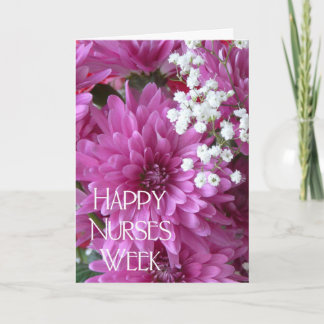 Carte Joyeuses infirmières Semaine-Pink Chrysanthèmes