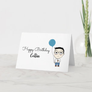 Carte Joyeuses Lunettes d'Anniversaire Boy Cartoon Cute 