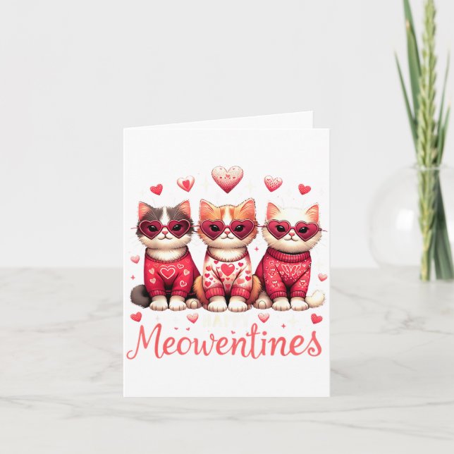 Carte Joyeuses Meowentines Drôles Mignonnes Saint Valent (Devant)