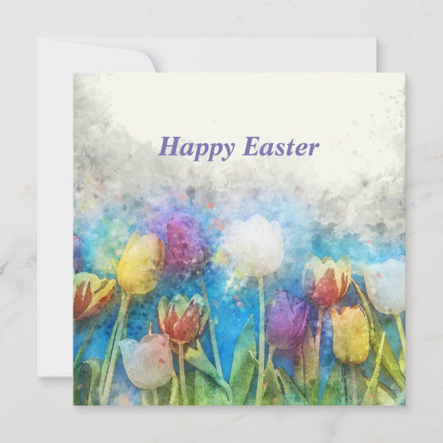 Carte Joyeuses Pâques belles tulipes  (Devant)