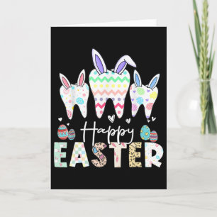 Carte Joyeuses Pâques Dents Dent Lapin Oreilles Dentaire