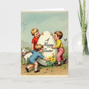 Carte Joyeuses Pâques Enfants Heureux