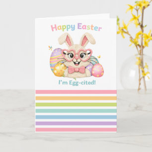 Carte Joyeuses Pâques Je suis Excité Lapin