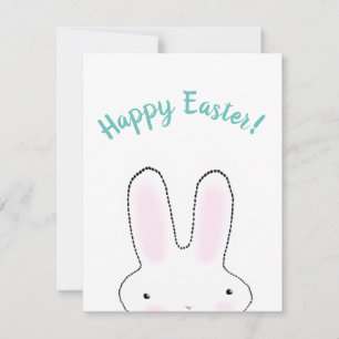 Carte Joyeuses Pâques lapin drôle sarcelle écriture pers