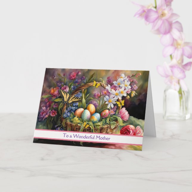Carte Joyeuses Pâques Maman Beau Panier de Pâques  (Orchidée)