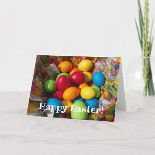 Carte Joyeuses Pâques œufs colorés pisanky traditionnels