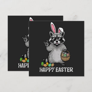 Carte Joyeuses Pâques Raton laveur Lapin