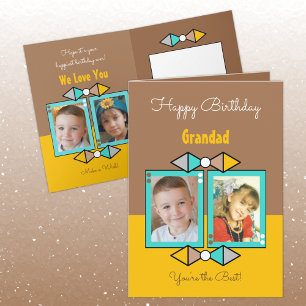 Carte Joyeuses photos de grand anniversaire brun et jaun