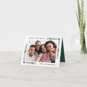 Carte Joyeuses Vacances Moderne Foliage Botanique Photo