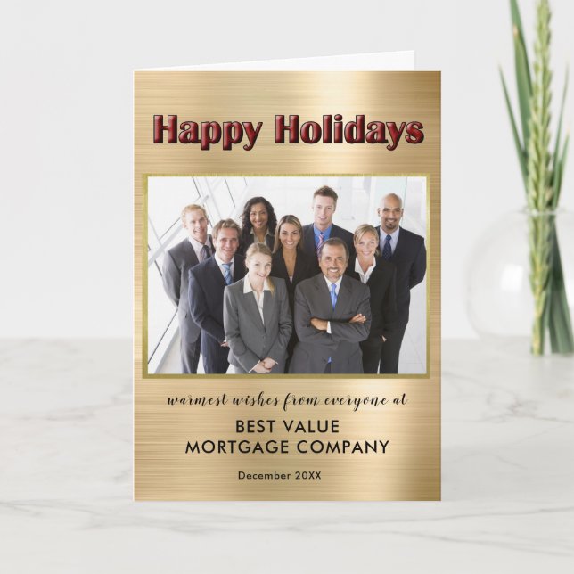 Carte Joyeuses Vacances Moderne Photo Business (Devant)
