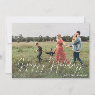 Carte Joyeuses Vacances Moderne Script Photo 2 Card