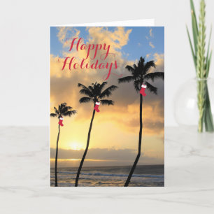 Carte Joyeuses vacances Palm Trees & Stockings