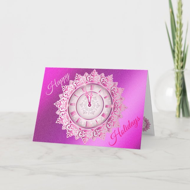 Carte Joyeuses vacances rose (Devant)