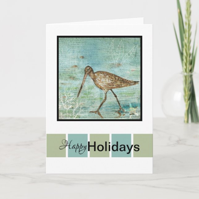 Carte Joyeuses vacances Snipe Coastal Art (Devant)
