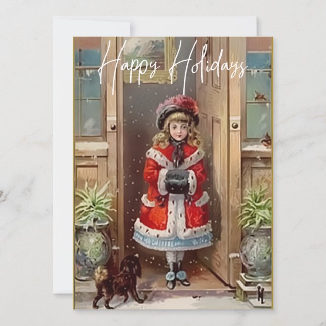 Carte Joyeuses vacances Victorian Girl Greeting Card (Devant)