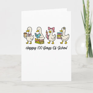 Carte Joyeux 100 Jours d'École Canard Mignon Professeur