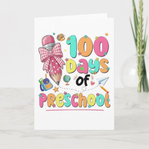 Carte Joyeux 100 Jours d'École Ruban Rose
