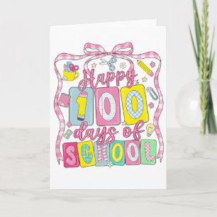 Carte Joyeux 100 Jours d'École Ruban Rose