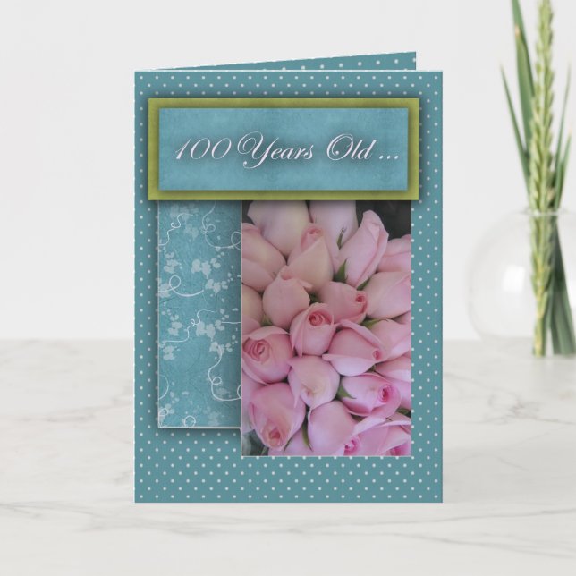 Carte Joyeux 100th anniversaire - avec des roses ! (Devant)