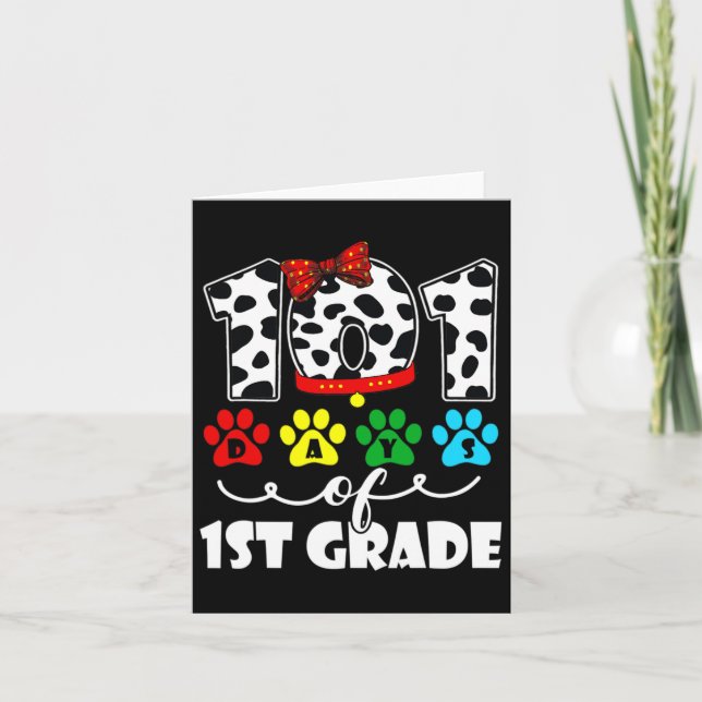 Carte Joyeux 101 Jours École 1ère année Chien 100 Jours  (Devant)