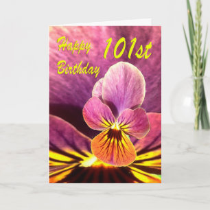 Carte Joyeux 101e anniversaire Pansy Flower