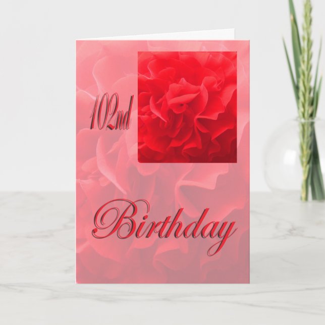 Carte Joyeux 102e anniversaire Dianthus Flower rouge (Devant)