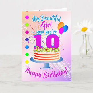 Carte Joyeux 10e anniversaire ROSE | Modifiable