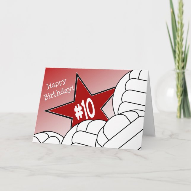 Carte Joyeux 10ème anniversaire, étoile de volleyball ! (Devant)