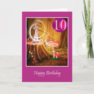 Carte Joyeux 10ème anniversaire pour fille avec dixième 