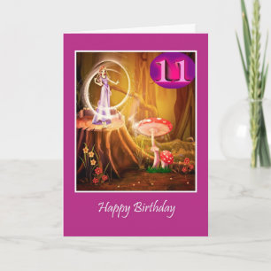 Carte Joyeux 11ème anniversaire pour la fille avec la
