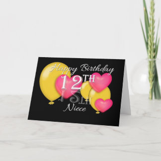 Carte Joyeux 12ème anniversaire nièce