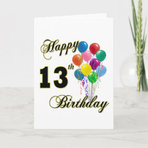 Carte Joyeux 13e anniversaire cadeaux et vêtements d'ann