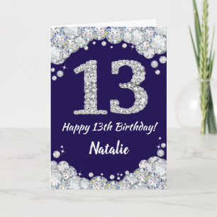 Carte Joyeux 13e anniversaire Marine Bleu et Parties sci