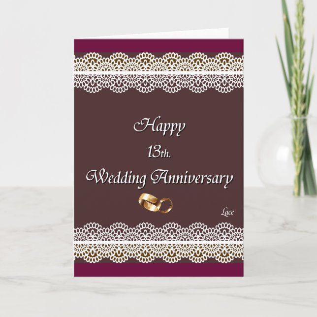 Carte Joyeux 13ème anniversaire de mariage Lace (Devant)