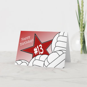 Carte Joyeux 13ème anniversaire, étoile de volleyball !