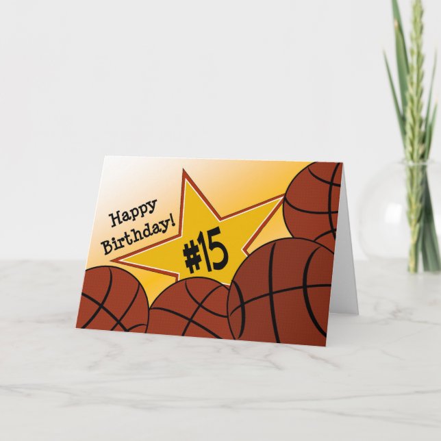 Carte Joyeux 15e anniversaire, Basketball Star! (Devant)